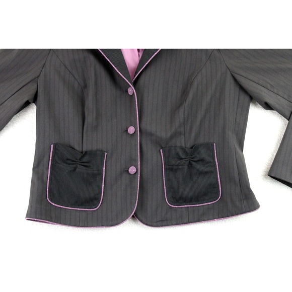 Torrid Womens Size 3 Pinstripe Blazer Pink Trim Bow Pockets Tie Back NWT - Picture 4 of 16